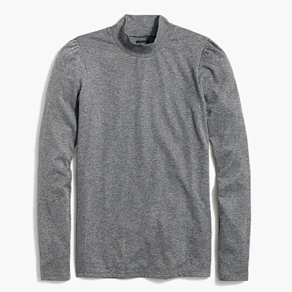 Sparkle mockneck puff-sleeve top